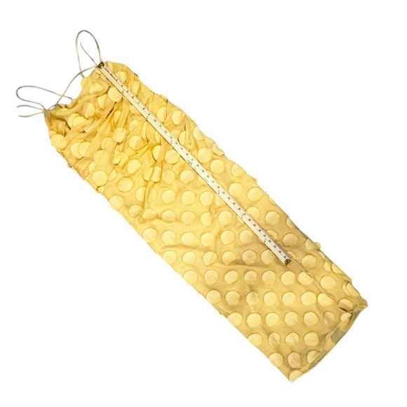 ASOS Thin Straps High Thigh Slit Cowl Neck Pale Yellow Textured Circle Dress - Picture 8 of 16